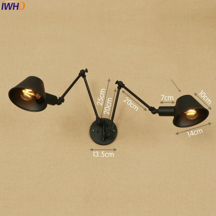  Lampen Swing Long Arm Wall Light Fixtures 2 Heads Loft Industrial Wall Lamp Vintage Sconce Edison L - 32848340814