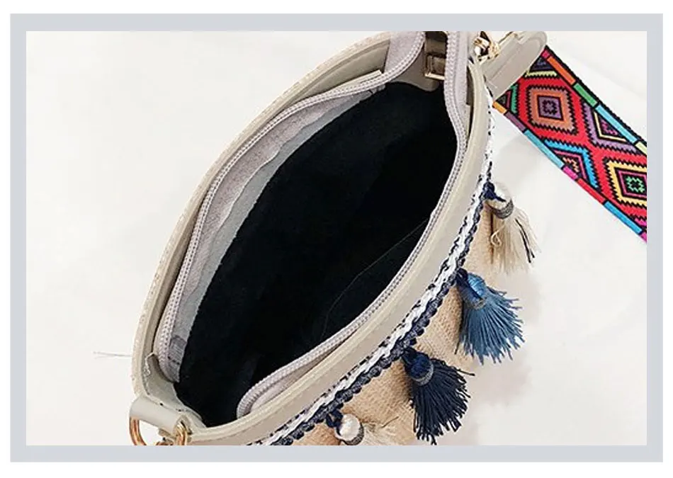 CARCHI, соломенная сумка, женская модная сумочка, маленькая, с кисточками, из ротанга, Женская Повседневная пляжная сумка в богемном стиле