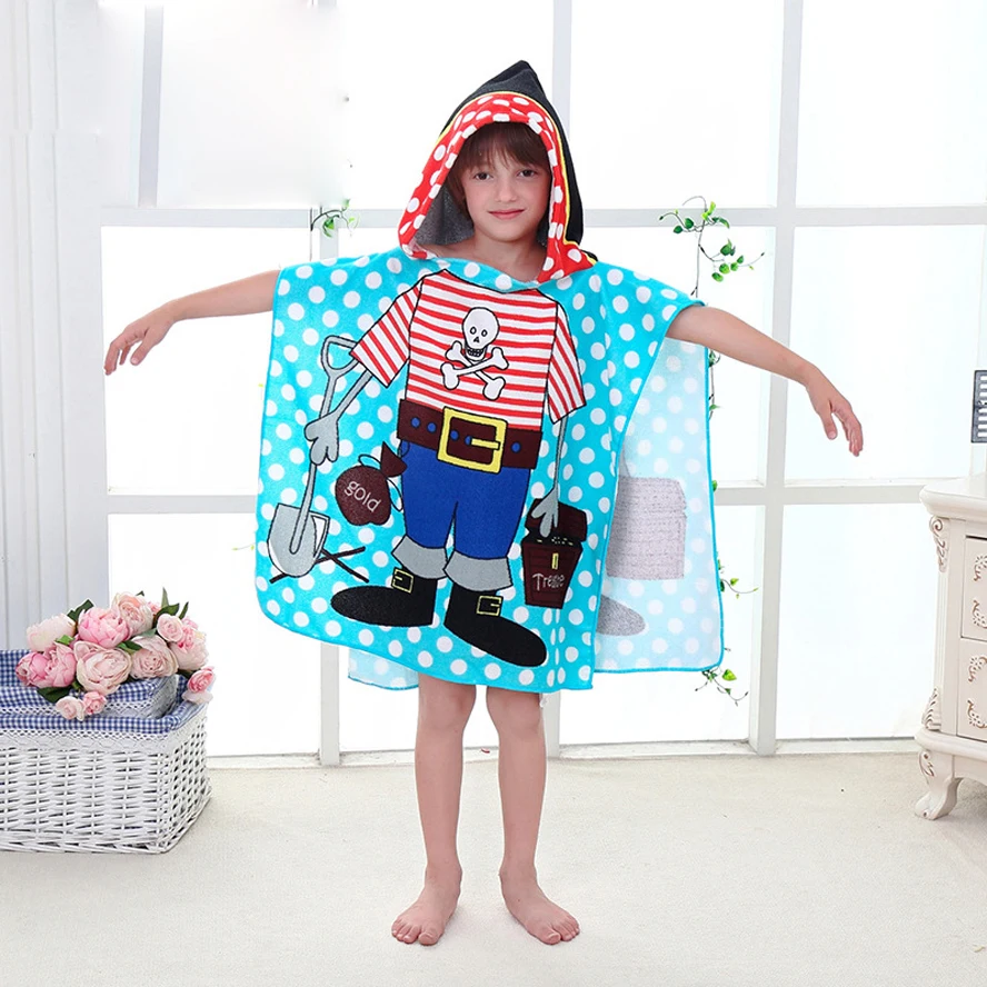 Size 90*60CM Children Cartoon Baby Hooded Bath Towel Bathrobe Cotton Terry Infant Kids Bathing Wrap Toddler Kids Gifts BCS0004