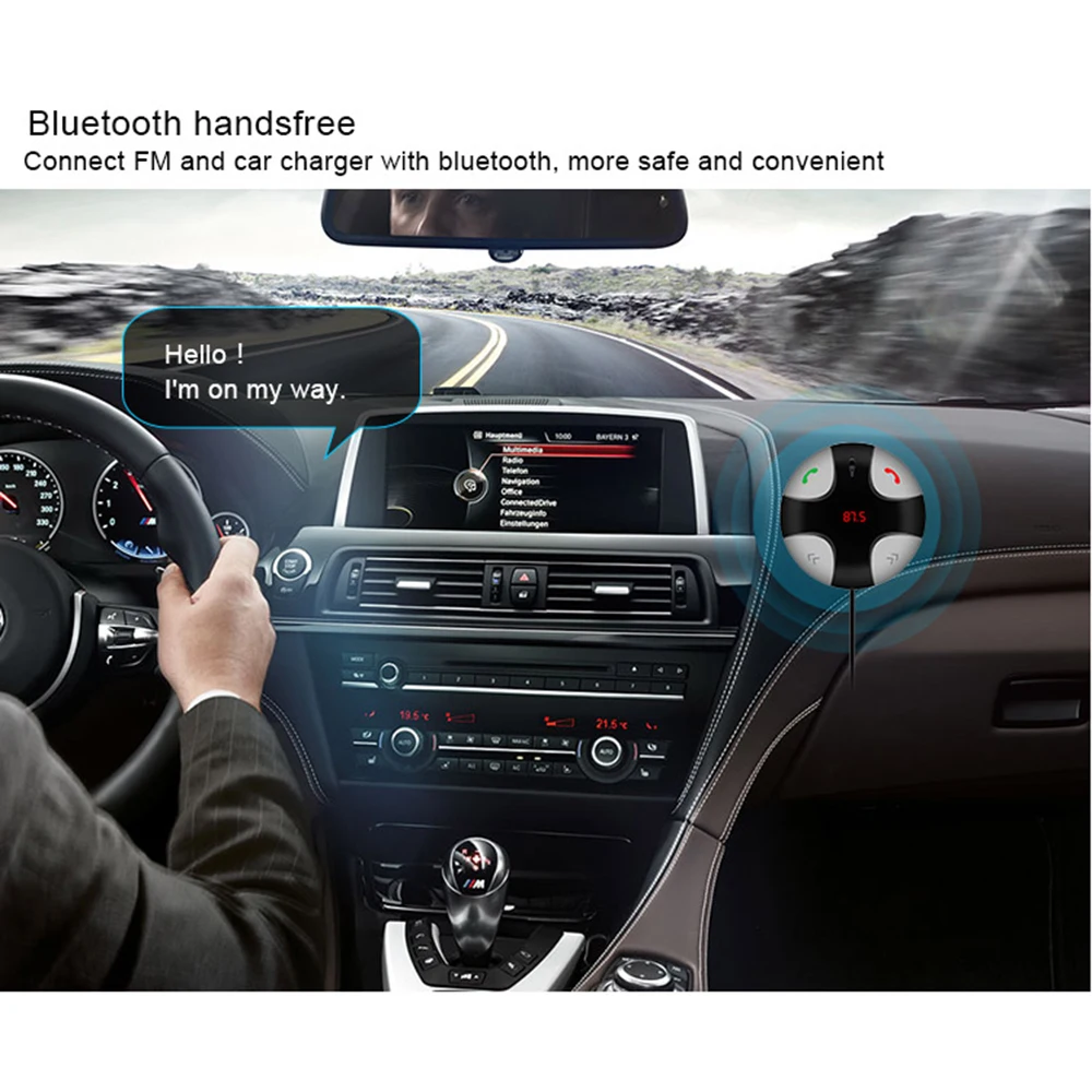 Портативный FM передатчик модулятор Автомобильный BT Handsfree Радио MP3 плеер Смарт