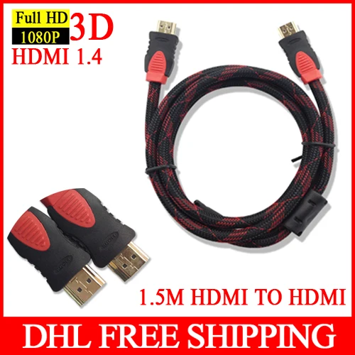 50 шт./лот HDMI к HDMI кабель v1.4 аудио/видео кабель 1,5 м кабель Версия 1,4 Золото 1080P 100 шт./лот бесплатно