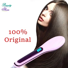 2016 New Hair Brush Auto Fast Hair Straightener Comb Irons With LCD Display Electric Straight Hair