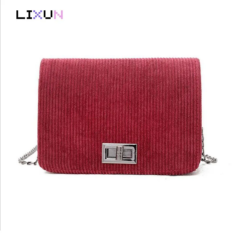 

new fashion women's Corduroy messenger bags bolsas feminina casual leather clutch Handbags crossbody shoulder bags bolsos mujer