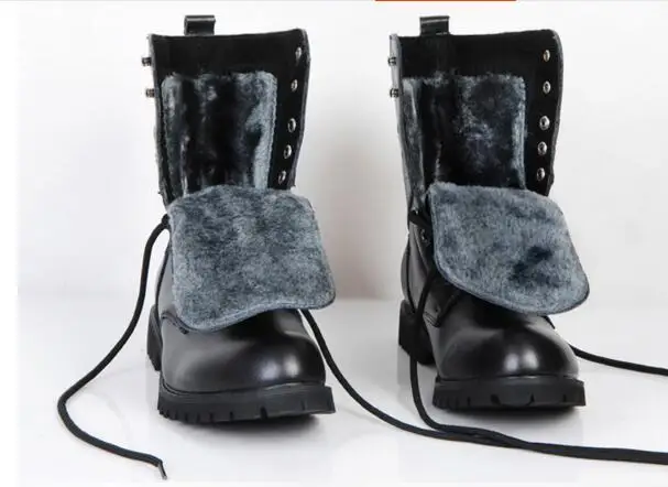 

New leather men boots winter man Warm shoes boot martin cowboy autumn man fur velvet