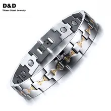 font b Health b font Care Magnets Men s Bracelet Bangle High Polished Adjustable Stainless