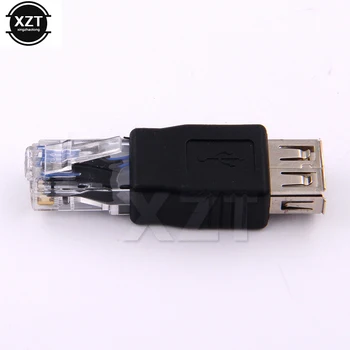 

High Quality Crystal Head RJ45 Male to USB 2.0 AF A Female Adapter Connector Laptop LAN Network Cable Ethernet Converter plug