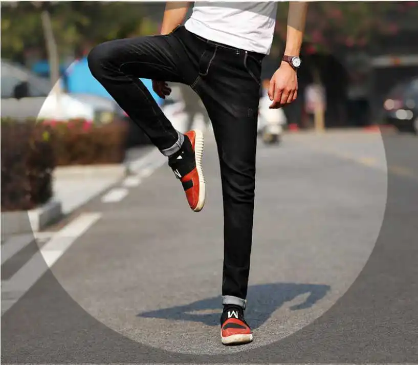 Летние ультра эластичные цветные джинсы мужские брюки тонкие прямые Большие размеры