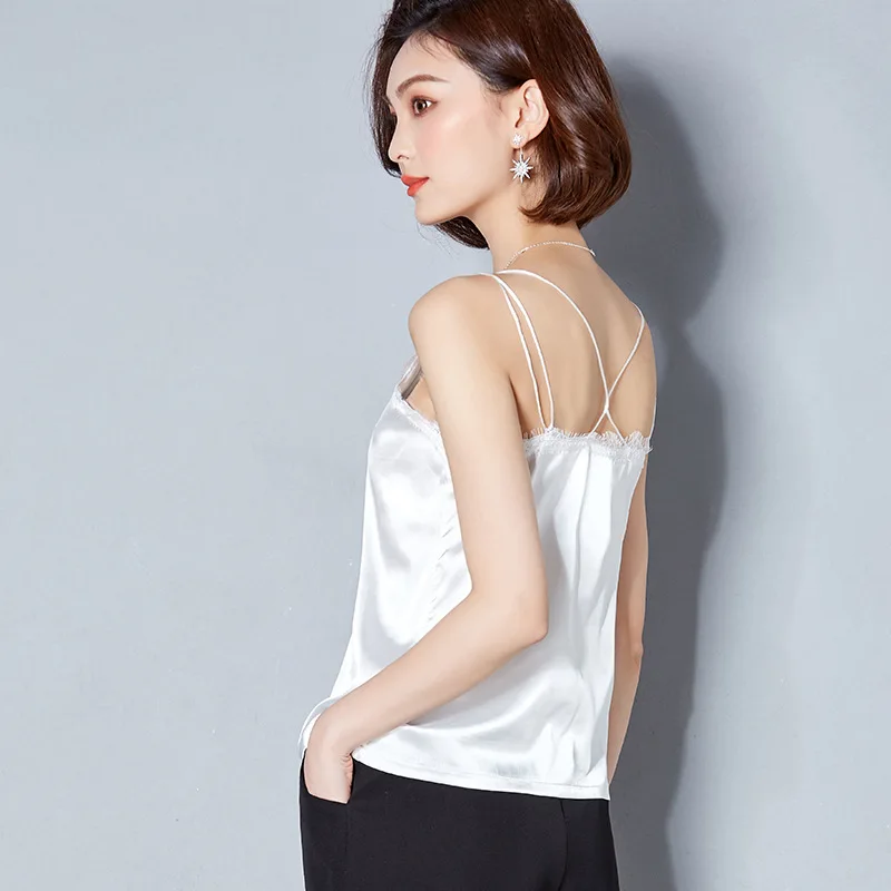 Вискоза сплошной цвет кружева сексуальные Camis летние женские свободные короткие рубашки v-образным вырезом безрукавные Топы офисные женские мягкие удобные топы