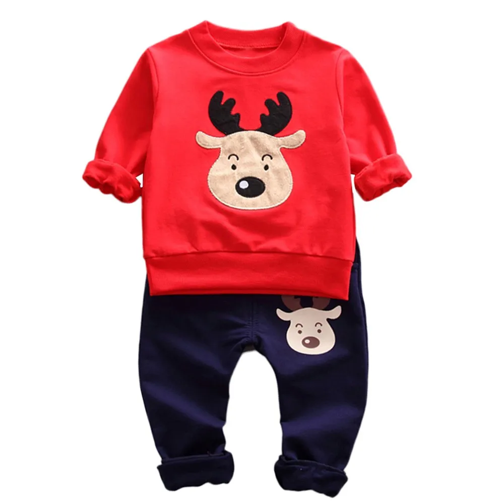

Baby Girls Boys Clothes Set Christmas Cartoon Deer Pullover Tops Pants 2Pcs Toddler Girl Autumn Winter Cotton Outfits Set 30