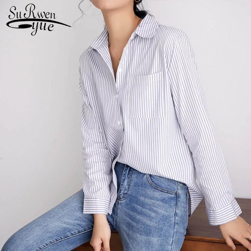 

2019 new fashion office lady blouse stripe turn down collar long-sleeved Lady shirt high-quality casual women blouse top 2510 50