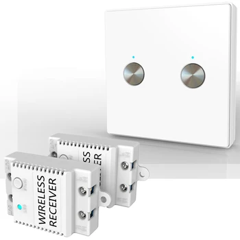 

MOUNTAINONE 2CH Wireless Remote Control Light Switch, Wireless Receiver Switch Panel 100V-240VAC 50/60HZ