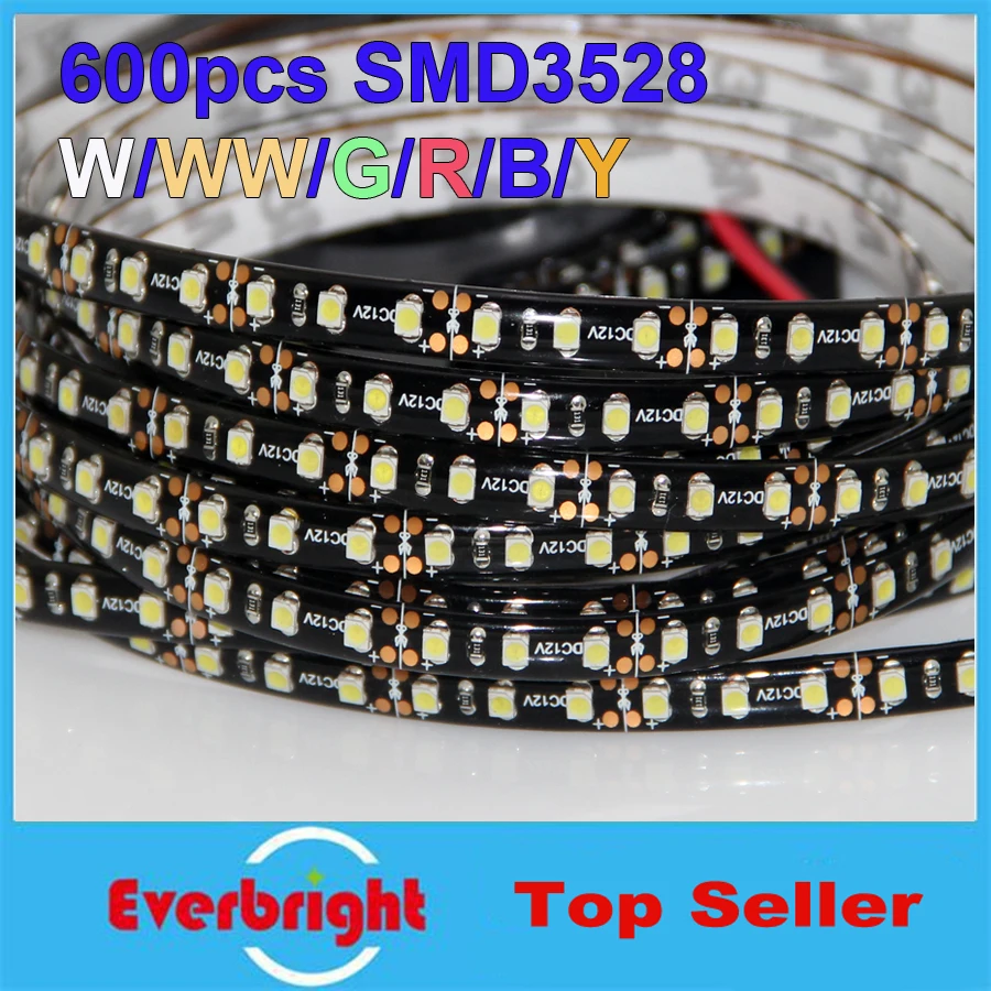 

10 Rolls 50 Meter Black PCB SMD 3528 LED Strip,120LED/m 5m/Roll,IP65 Waterproof,Black PCB Board,White,Warm White,Red,Green,Blue