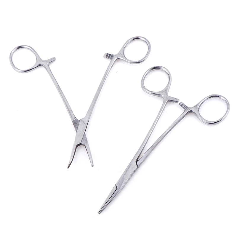 

12.5cm Curved Stainless Steel Bent-nose/Straight Locking Elbow Scissors Pliers Hemostatic Forceps Clamp Pliers