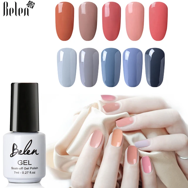 Belen 7ml Gray Series Blue Red Gel Nail Polish Lacquer Need Belen 7ml Gray Series Blue Red Gel Nail Polish Lacquer Need Top Base Coat Uv