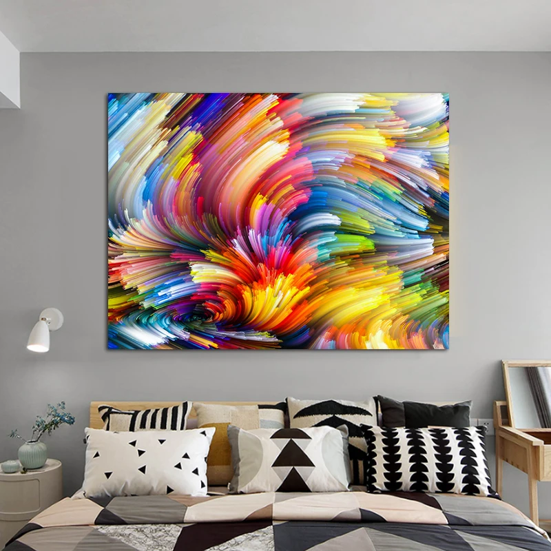 

rainbow pattern color splash oil painting on Canvas wall painting picture for Living Room posters and prints abstract painting N