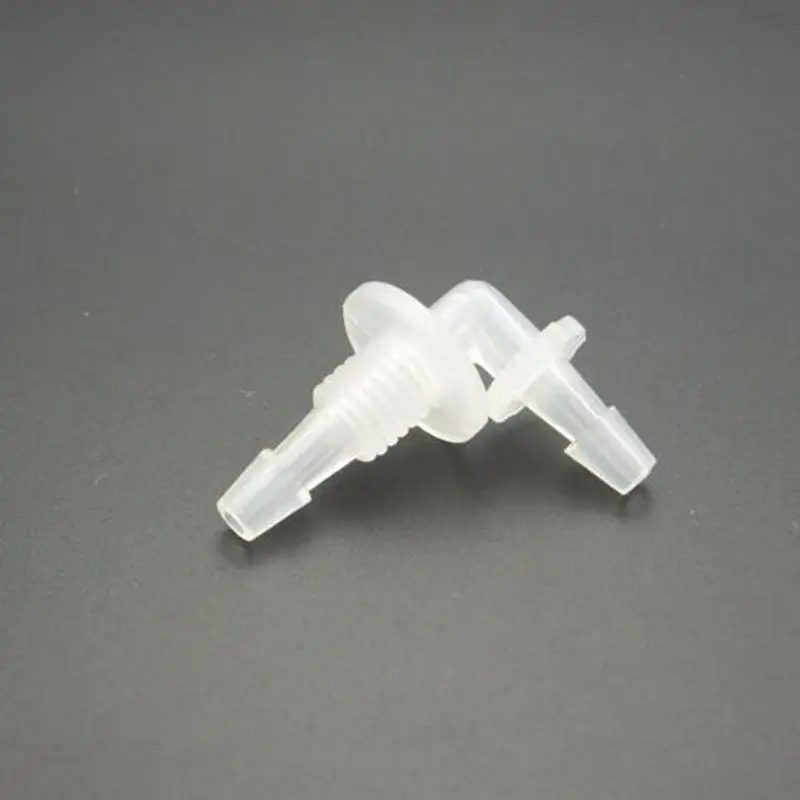 

3.9mm OD to M8 to 3.9mm OD Plastic Pagoda Barbed Elbow Bulkhead Union Hose Connector Pipe Fitting Tube Joint for Garden