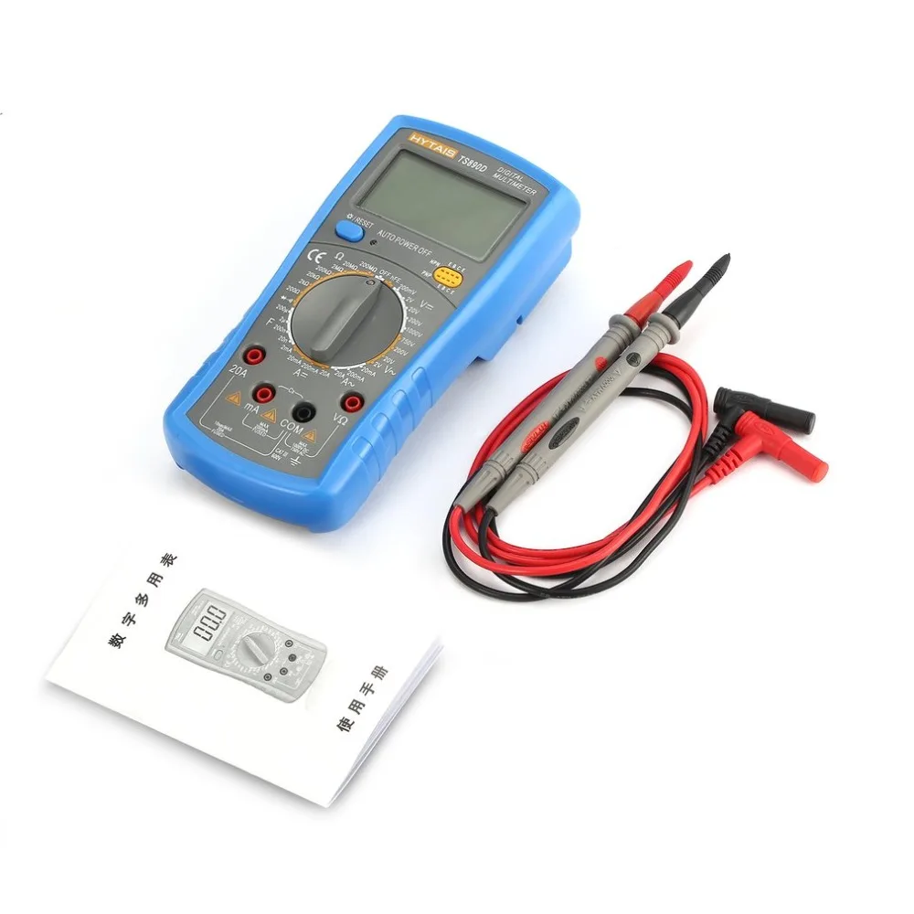 HYTAIS TS890D Digital Multimeter AC/DC Amp Ohm Voltage Current Capacitance Multi Tester with Backlit LCD Display