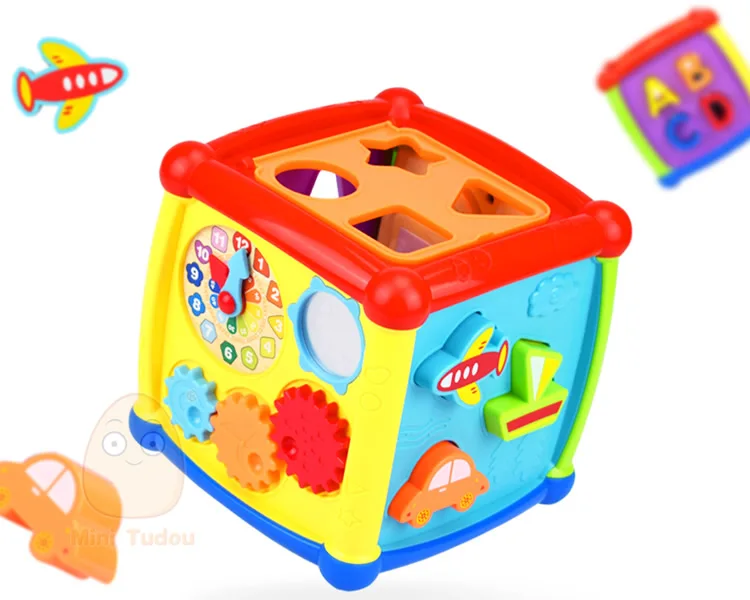 Baby Toys Multifunctional Learning Cube With Clock Sort Geometric Blocks Stacking Cups Early Educational Toy For Kids