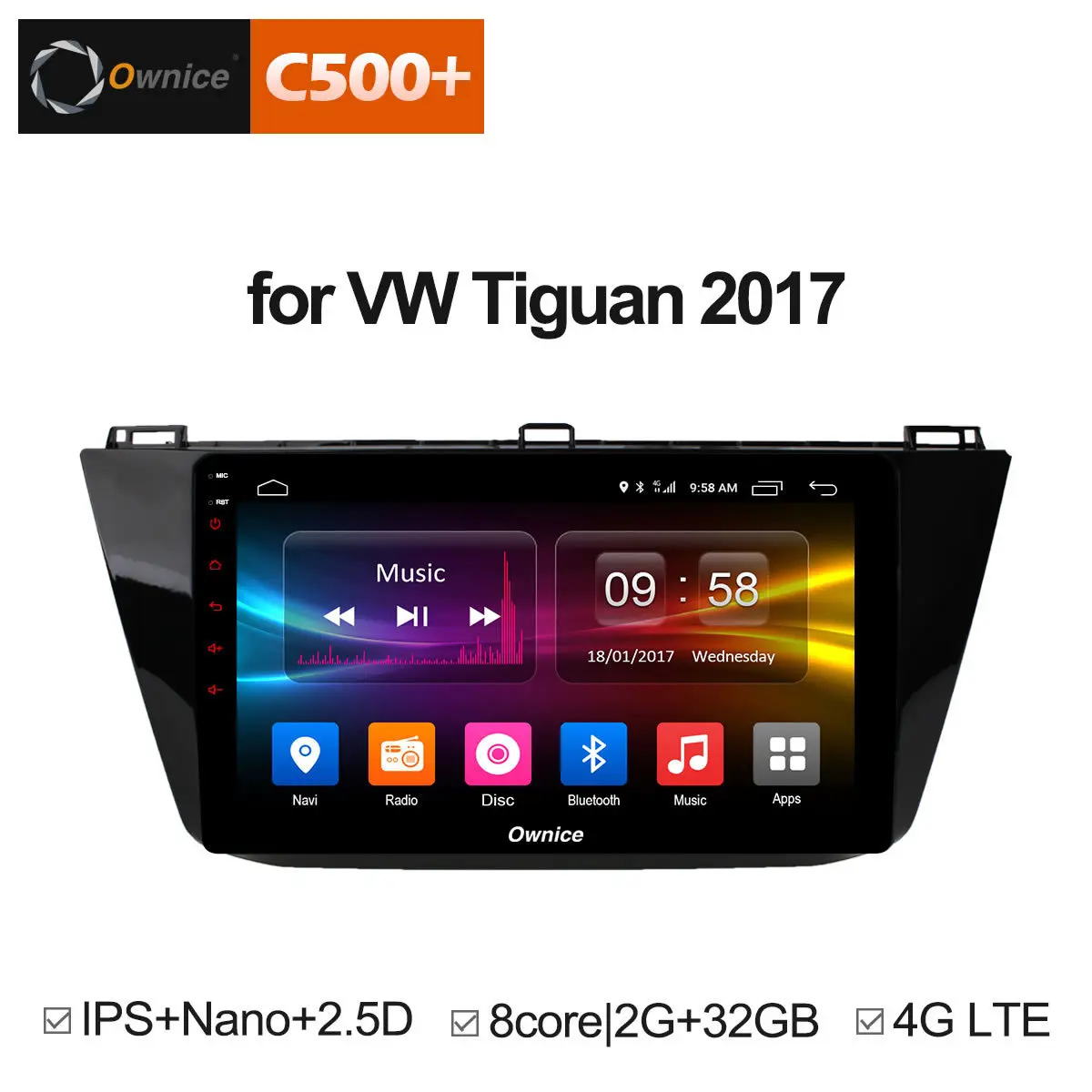 Best Ownice C500+ G10 10.1" ips 2G+32G android 8.1 octa 8 core car dvd gps navigation for VW tiguan 2017 4G SIM DAB+ DVR Car Play 0
