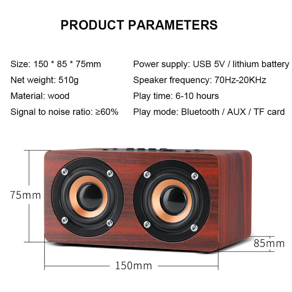 FDGAO портативный Bluetooth динамик Ретро деревянный HIFI беспроводной двойной динамик 3D объемный сабвуфер динамик поддержка TF MP3 плеер