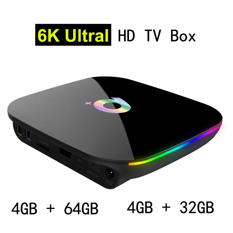 

Newest Android 9.0 Smart TV Box 4GB 64B Allwinner H6 Quad Core 2.4G Wifi Media Plyaer Colorful Light Set Top ox 4G32G