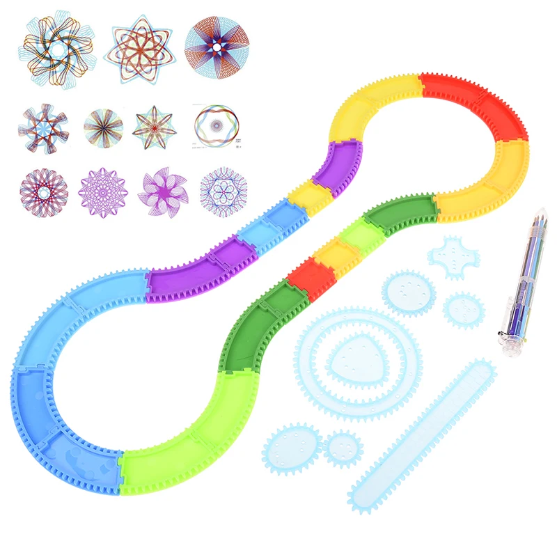 

New Spirograph Drawing Toy Set Creative Designs Painting Learning Educational Toys For Kids Spiral Rail Frame Drawing Toy
