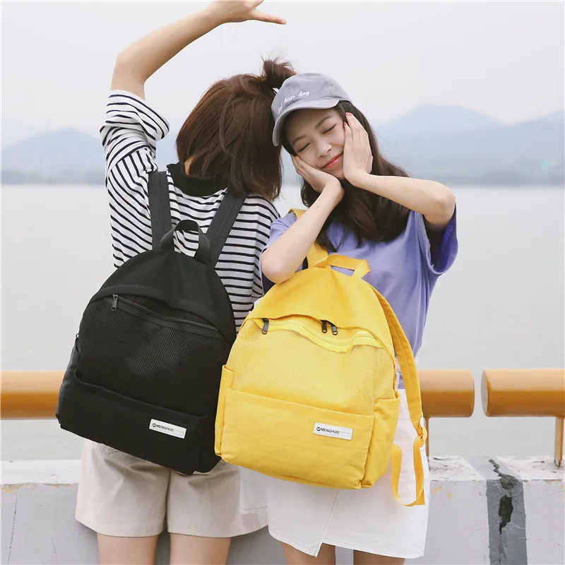 Menghuo Simple Style Net Backpack Women Backpacks for Teenage Girls School Bags Fashion Vintage Solid Leisure Book Bag Mochilas (47)