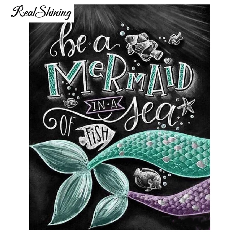 

REALSHINING Full square diamond painting full square Mermaid Tail Cross-Stitch 5d diy Diamond embroidery mosaic,sticker FS2408
