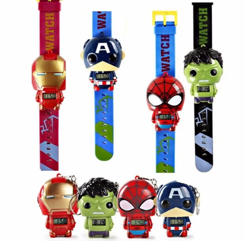 

New Electric Kids Boy Watch The Avengers 3 Hulk Ironman spiderman Figure Model Toys For Children Brinquedo Birthday Present