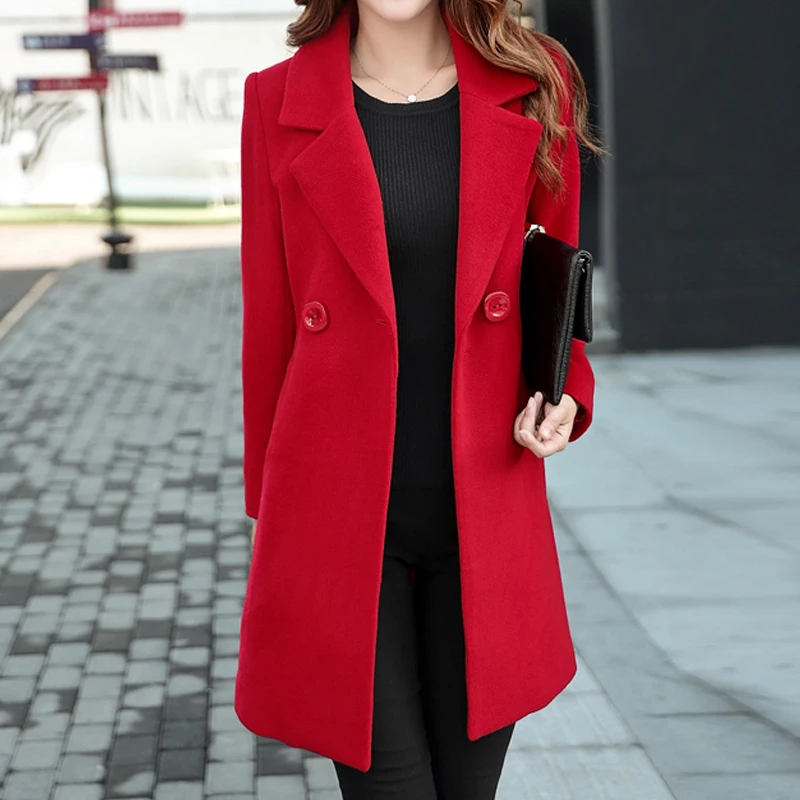 

Autumn and winter new large size woolen jacket women's fashion doll collar shawl double-sided wool coat long section