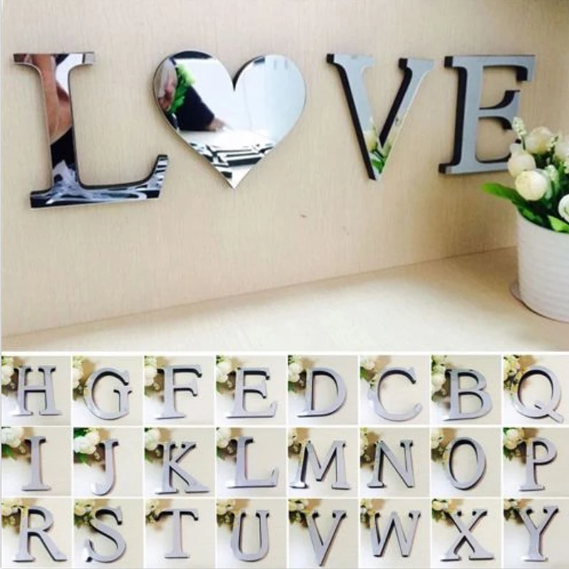 3D DIY стикер на стену s акриловая Зеркальная Наклейка на стену Алфавит английские буквы украшение для дома креативный индивидуальный особый Декор