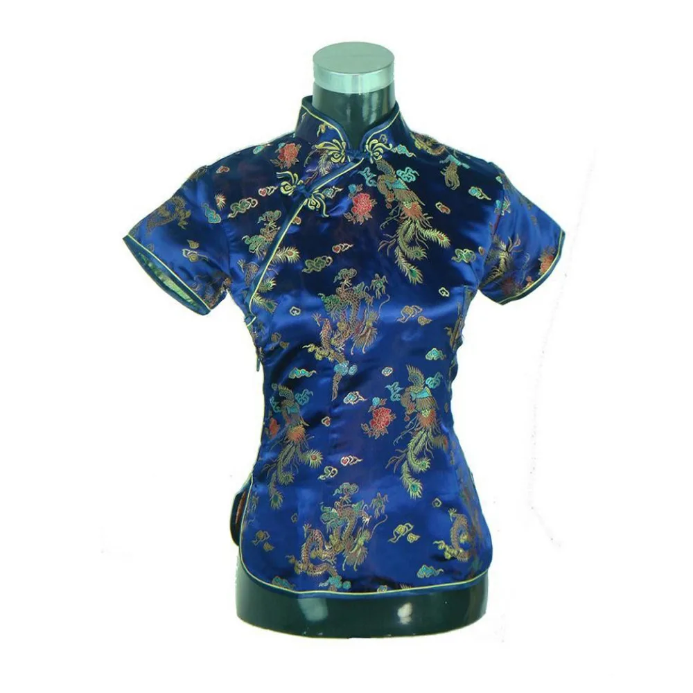 Stylish Jewelblue Chinese Ladies' Rayon Shirt Tops