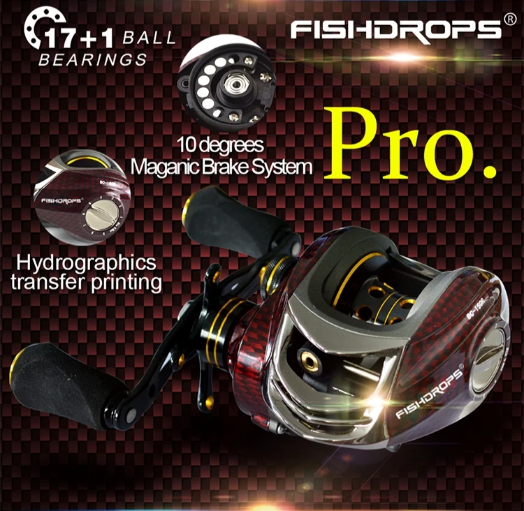 Fishdrops Baitcasting Reels Bait Caster Fishing Reels Left or Right Handed  Magnetic Brake System Gear Ratio 6.3:1 baitcast reel