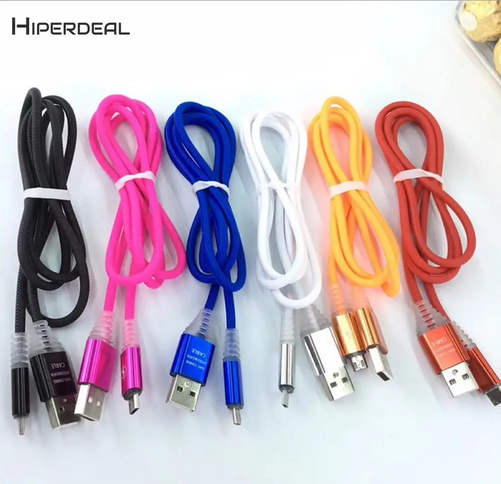 

HIPERDEAL USB To Mirco USB charger Visible LED Flow Light Micro USB Charging Data Sync Cable For Android Phone PC Cable BAY14