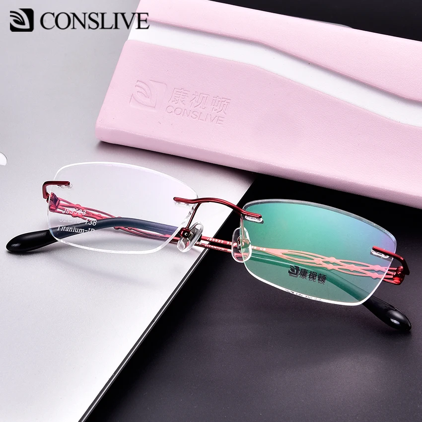 

Titanium Rimless Glasses Frame for Women Titanium Optical Eyeglasses Eyewear Free Form Ladies Glasses Spectacles Frames J85523