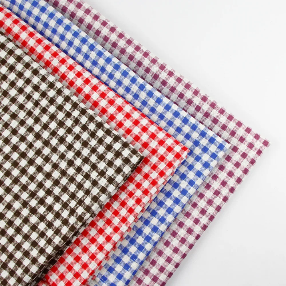 

50cmx150cm Check print Fabric linen cotton fabric cloth DIY table cloth collection plain curtain material 4 colours