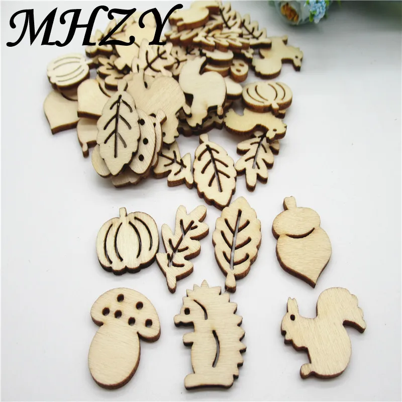 

20/50pcs 20~30mm Natural mix type Plant/Animals/Cartoon pattern wood Scrapbooking Handmade Carft for Home decoration diy Q32