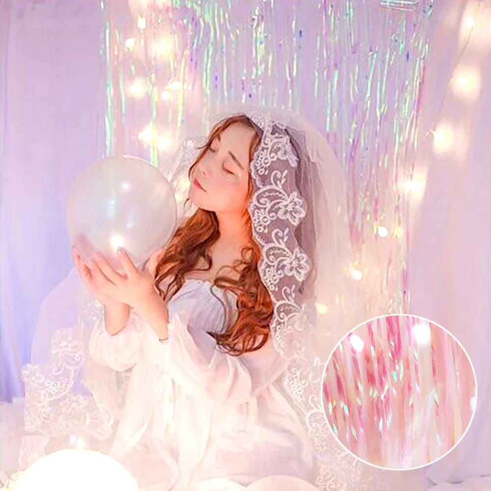 

Shimmer Iridescent Foil Fringe Curtain Party Decoration Mermaid Unicorn Backdrop Streamers