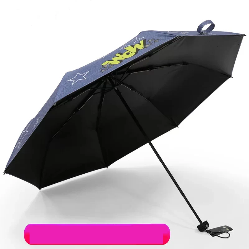 YADA High Quality Charms Denim Star Pattern Umbrella Rain Women uv Pencil Umbrella For Women Windproof Umbrellas Female YS698