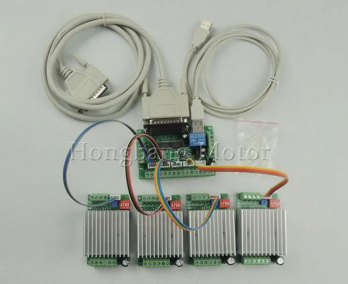 

CNC mach3 Router 4 Axis Kit,TB6600 4 Axis 0-4.5A Stepper Motor Driver Controller kit + one 5 axis breakout board for nema23