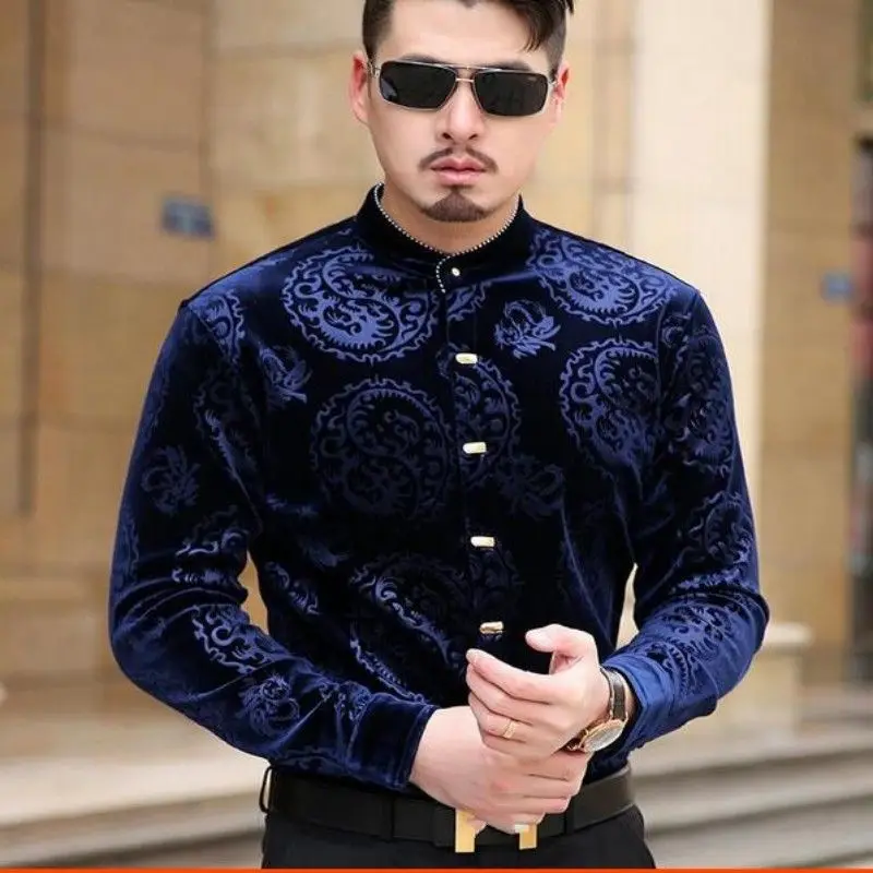 Новая импортная Одежда Мужские Роскошные брендовые рубашки cheval Chemise Homme Marque Lux Camisa Social Masculina Velvet Slik Shirts Slim