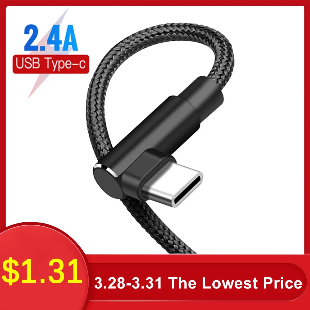 

QC 3.0 Double Elbow Mobile Phone USB Data Cable Micro USB Type C Cable for Samsung Galaxy S9 S8 Plus Charger Cable