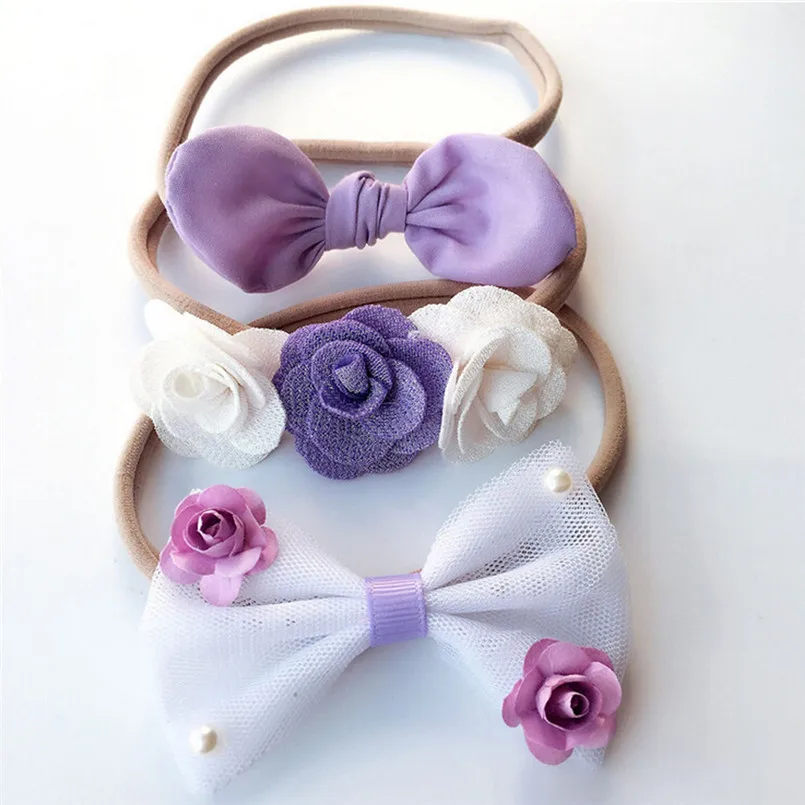 Headwear Baby girls hairbnand 3Pcsset Kids Girl Baby Toddler Bow Headband Hair Band Headwear Bebes acessorios #4A30 (8)