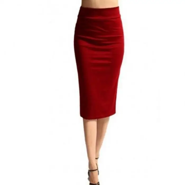 Мода, женские сексуальные Облегающие юбки-карандаш, офисные женские однотонные облегающие повседневные юбки до колена с высокой талией