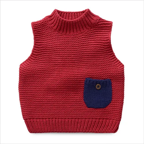 Fanfiluca Boy Winter Tops Half Turtleneck Coarse Needle Pure Cotton Waistcoat Baby Girl Sweater Pocket Sleeveless Vest Outerwear3