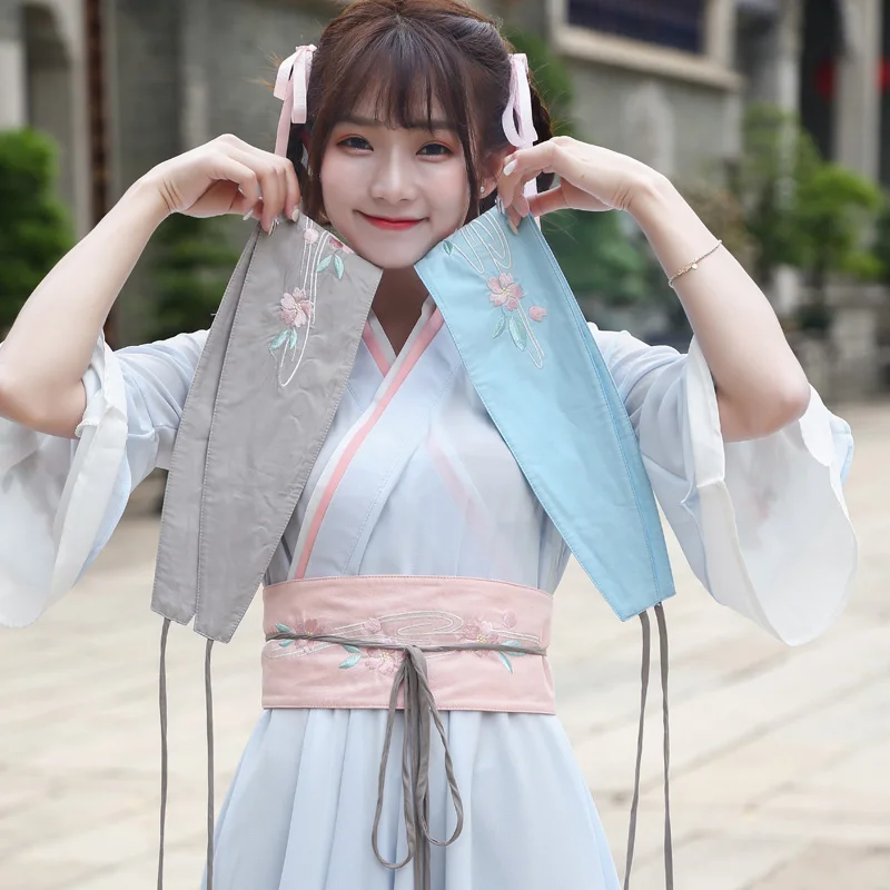 Summer National Daily Women Dress Improved Han Chinese Clothing Vintage Cross Collar Double Dress Expansion Han Element Dress4