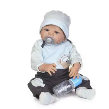 23 Realistic Baby Boy Lifelike Newborn Dolls Full Silicone Body Reborn Doll American Boy Doll Toys For Children Gift lifelike blue eyes 18 inch girl american doll full vinyl princess dolls with blue nursing clothing set children birthday gift