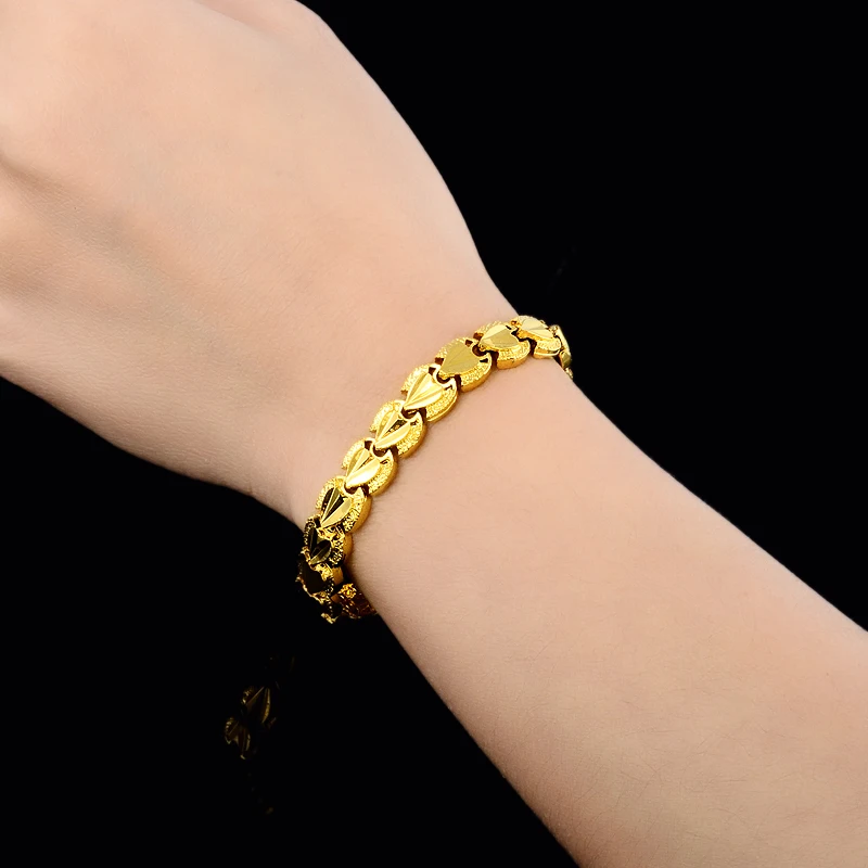 NEW 24K Pure Gold Color Bracelet Chain 7MM 8MM 19cm Bracelets Chain For new-24k-pure-gold-color-bracelet-chain-7mm-8mm-19cm-bracelets-chain-for