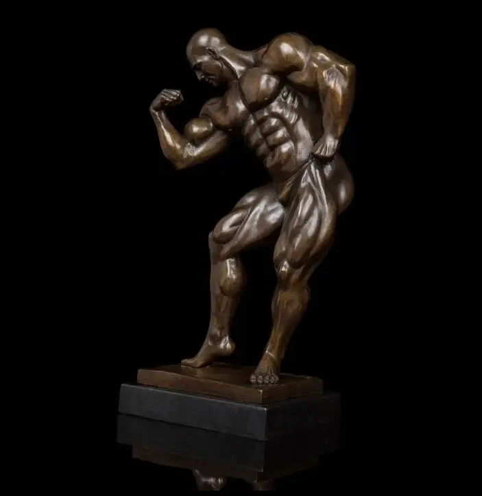 

40cm huge Abstract bronze " muscle strong Bodybuilding man" Statues