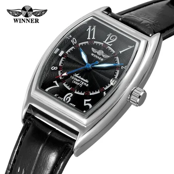 

T-Winner Men's Automatic Watch Top Luxury Brand Relojes Hombre Date Function Tonneau Shape Fashion Leather Watches WRG8143M3
